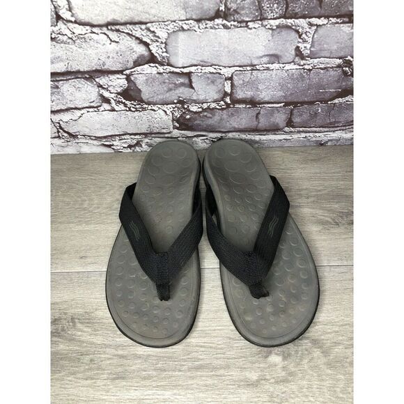 VIONIC Wave Black Toe Post Flip Flop Sandals Unisex Men Sz 8M US/Women Sz 10M US - Picture 2 of 16